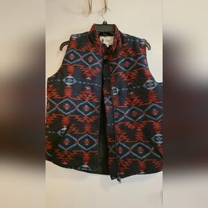 Tribal Patterned Vest in Red and Blue